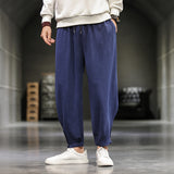 Men Casual Pants plus Size Loose Trousers Summer Men's Loose Cotton and Linen Trousers Men's Lantern plus Size Casual Pants