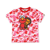 A Ape Print for Kids T Shirt Camouflage Little Ape Sesame Cotton Pink Half Sleeve T-shirt
