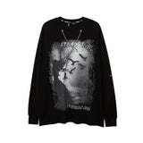 Mens Fall Outfits Oversize Black Long-Sleeved T-shirt Hip Hop Bottoming Top