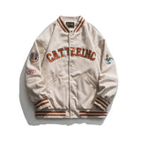 Men Fall Outfits Baseball Uniform Jacket Retro Paisley Stitching Loose Hiphop Couple Coat