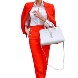 Women Pants Suit Uniform Designs Formal Style Office Lady Bussiness Attire Autumn Solid Color Long Sleeve Casual Suit Jacket Two-Piece Set Female