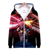 Demon Slayer Hoodie Sweatshirts Anime Casual Pullover Anime Print Zipper Sweater for Men