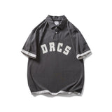 Men T Shirt Summer Casual Tops Men's Vintage Men's Lapel Shirt Casual Loose Letters Contrast Color Polo Shirt