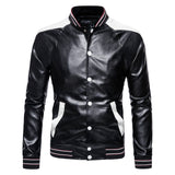 Men's Fall plus Size Men's Stand Collar Color Matching Motorcycle Leather Jacket Pu Leather Jacket Coat Men Winter Outfit Casual Fashion