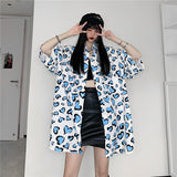 Harajuku Clothing Men's Casual Shirts Printed Loose Short Sleeve Shirt Men's and Women's Shirt