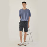 Men Bermuda Shorts Men's Summer Solid Color Breathable Casual Shorts Men's Business Straight Suit Pants