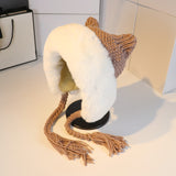 Toque Cat Ears Woolen Cap Autumn Hat Women plus Velvet Thickened Knitted Hat
