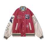 First Row Varsity Jacket Baseball Uniform Color Block Embroidery