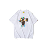 A Bath Ape T Shirt Summer Casual Loose Large Size Short Sleeve Cartoon Letter Little Monkey T-shirt