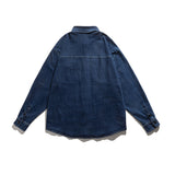 Men Shacket Long Sleeve Autumn Shirt Autumn Solid Color Vintage Denim Shirt Men