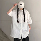 Harajuku Clothing Men's Tshirt Classic Retro Shirts Summer Lapels Loose Short Sleeve Shirt Men and Women Student Casual Top