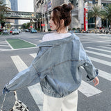 Pearl Jean Jacket Spring and Autumn Loose Short Denim Jacket Women's Jacket