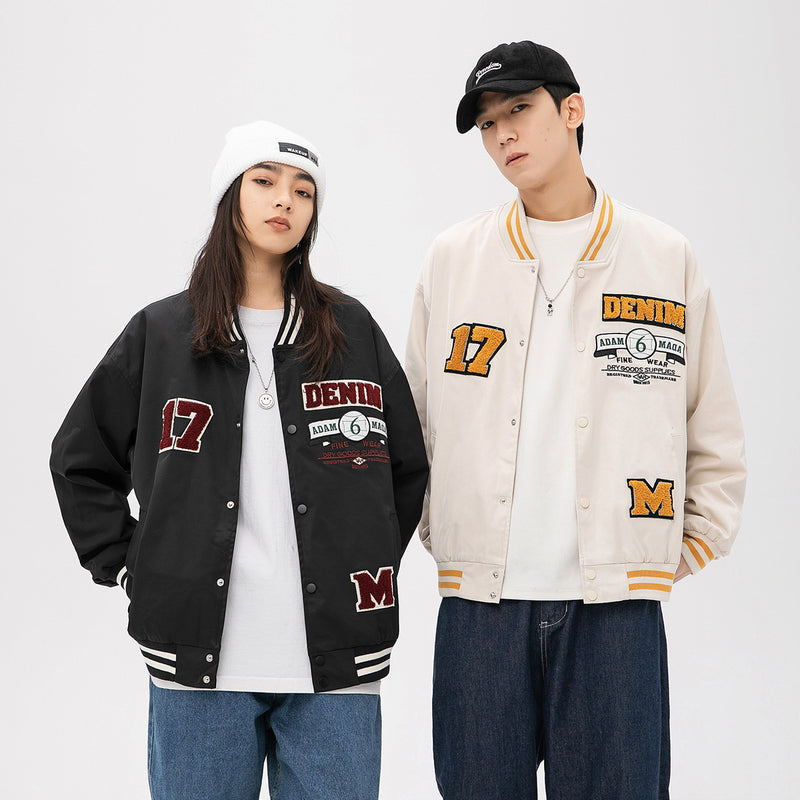 Varsity Men's plus Size Retro Sports Spring Letter Flower Print Baseball Jacket Jacket Male Student Men Jacket