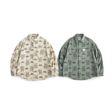 Men Shacket Long Sleeve Autumn Shirt Autumn Men's Shirt Retro Bear Unisex Style Couple Shirt