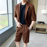Men Suit Half Sleeve Two-Piece Set