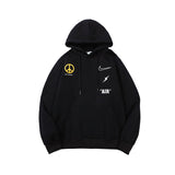 Autumn And Winter Joint Name Lightning Small Chrysanthemum Velvet Padded Hooded Sweatshirt Men And Women Same Style