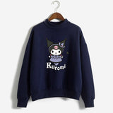 Kuromi Sweatshirt Autumn Winter Kawaii Print Middle-Collar Long Sleeve Pullover Loose Student Sweater