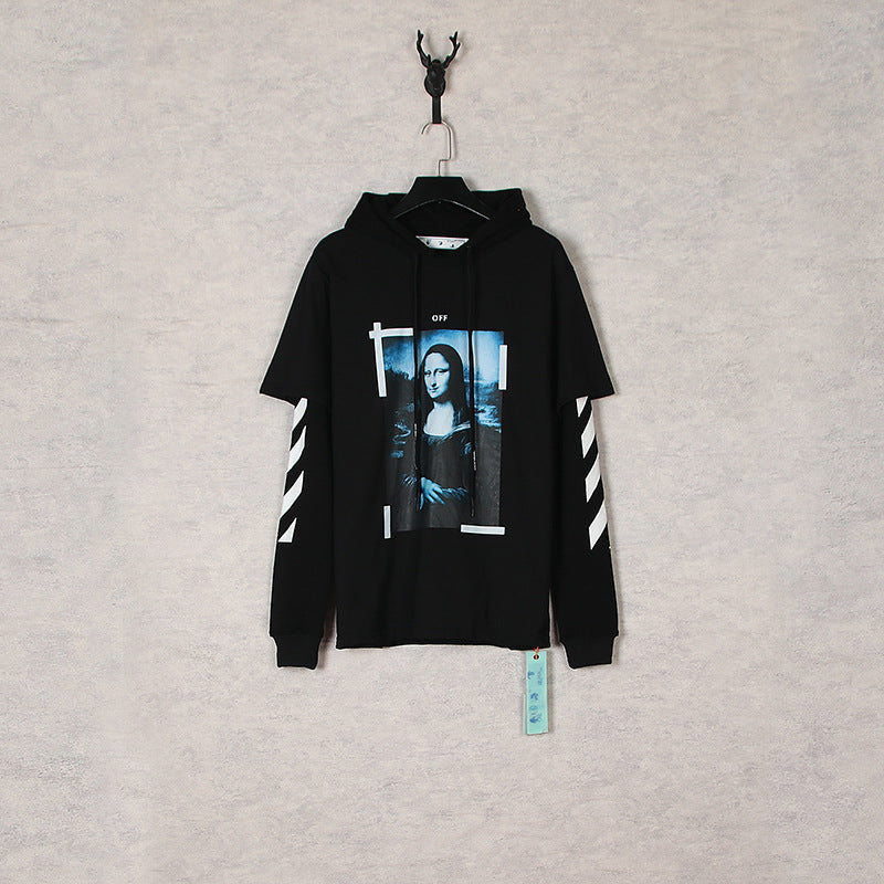Autumn Printed Hooded Fake Two Pieces Sweater Loose Men 'S And Women 'S Coat