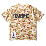 A Ape Print T Shirt Summer Letter Print Camouflage Short Sleeve T-shirt