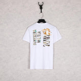 A Ape Print T Shirt Summer Zipper Printed Short Sleeve