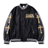 Mens Fall Outfits Hip Hop Retro Cartoon Flocking Baseball Uniform Jacket Loose PU Leather Stitching Jacket