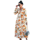 Russian Style Dress Printed Long Dress Leisure Vacation