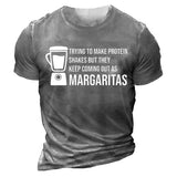 Man T Shirt Casual round Neck Heat Transfer Patch Printed Loose Pullover