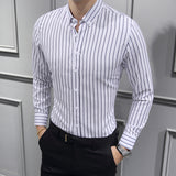 Men Shirt Fashion Slim Fit Shirt Long Sleeve Shirt Large Size Casual Top Spring Men's Long Sleeve Shirt Striped Coat Top Men's Shirt Handsome Casual Shirt