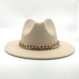 Fedora Hat Golden Chain Woolen Top Hat Fedora Hat Top Hat