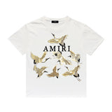 Amiri T Shirt Crane Print Casual Round Neck