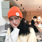 Mens Beanies Knitted Hat Female Autumn and Winter Leisure Letter Labeling Woolen Cap Male