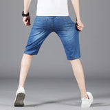 Men Jean Shorts Summer Stretch Denim Shorts Men's Casual Trend Loose Straight plus Size Shorts