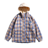 Men's Spring plus Size Retro Sports Trendy Coat Plaid Stitching Contrast Color Hooded Jacket Men's Jacket