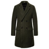 Men's Double Breasted Casual Woolen Coat Men's Trench Coat Men Winter Outfit Casual Fashion