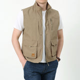 Men Utility Vest Work Zipper Tactical Work Vest Slim Pocket Jacket Spring/Summer Vest plus Size Retro Sports Men's Clothing