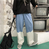 Harajuku Clothing Straight Leg Pant Baggy Pants Vintage Color Block Jeans Women Casual Straight Pants Trousers