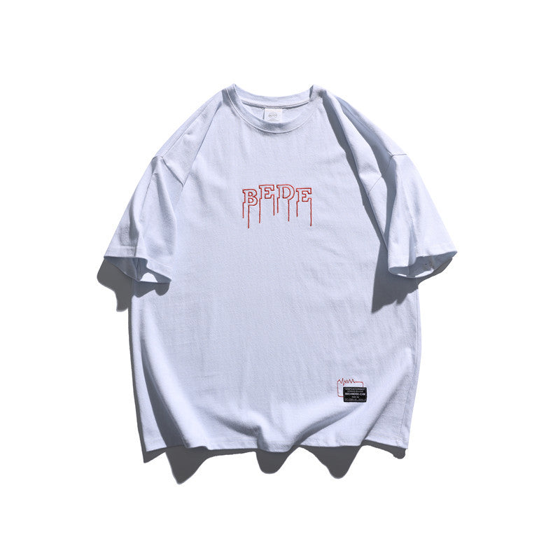 2022 Summer man t shirt Water Drop Embroidered Crew Neck Short Sleeve