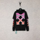 Autumn And Winter Pink Gradient Arrow Hooded Fake Two Pieces Sweater For Men And Women