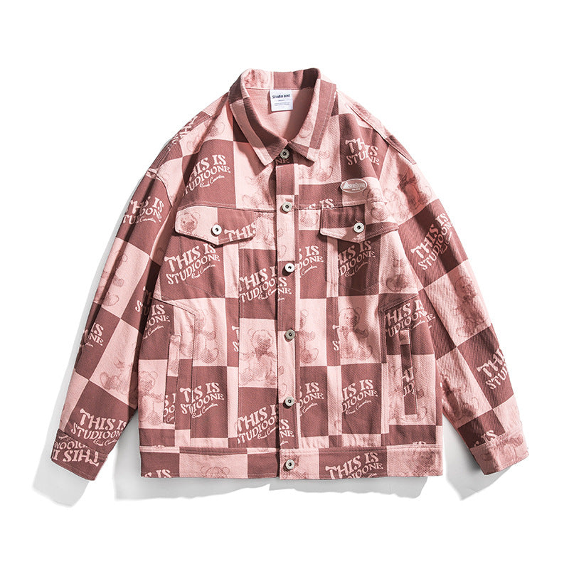 Spring Large Size Sports Vintage Printed Lapel Jacket Men's Fashionable Jacket Men Jacket