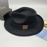 Fedora Hat Autumn and Winter Warp Knitted Warm Men's and Women's Big Brim Wool Jazz Top Hat
