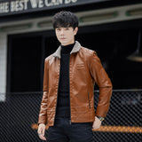 80's Leather Jacket Fall/Winter Fleece Padded Coat Lapel Leather Jacket Coat Motorcycle Clothing