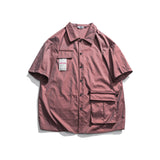 Men T Shirt Summer Casual Tops Men's Clothes Summer Wear Men's Lapel Shirt Multi-Bag Reflective Tooling Cardigan
