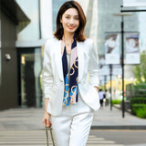 Women Pants Suit Uniform Designs Formal Style Office Lady Bussiness Attire Pink Suit Spring Fashion Two-Piece Suit