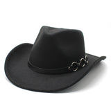 Wester Hats Men Women Woolen Top Hat Western Cowboy Gentleman Jazz Concave-Convex Top Felt Cap