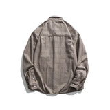 Men Shacket Long Sleeve Autumn Shirt Fall Vintage Shirt Loose Two-Pocket Plaid Shirt for Men