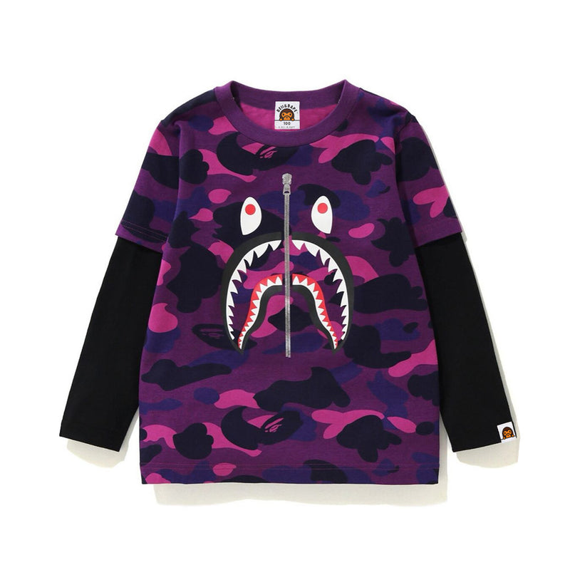 A Ape Print for Kids Sweatshirt Camouflage Ape Man Monkey Head Shark Male and Female Baby Stitching False Two-Piece Sweaters