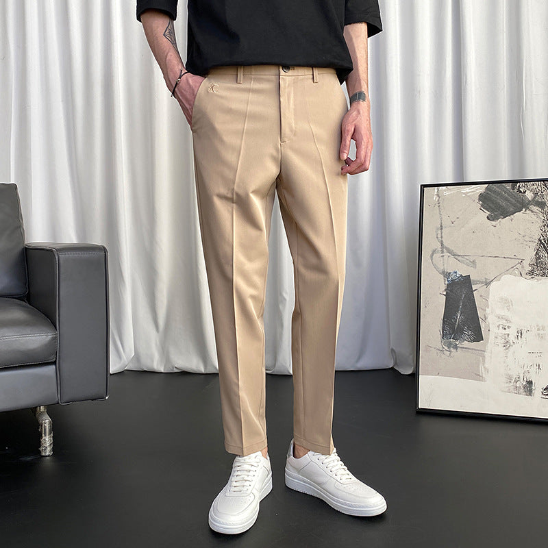 Mens Formal Suit Trousers Straight Leg Office Stretch Slim Fit Suit Pants Summer Pants Bottoms Spring Slim-Fitting Stretch Suit Pants Men's Casual Pants Men Pants
