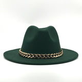 Fedora Hat Golden Chain Woolen Top Hat Fedora Hat Top Hat