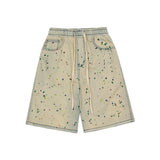 Mens Jean Shorts Denim Shorts Men High Street Fashion Brand Loose Straight Fifth Pants Elastic Waist Bermuda Shorts