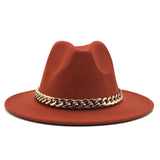 Fedora Hat Golden Chain Woolen Top Hat Fedora Hat Top Hat